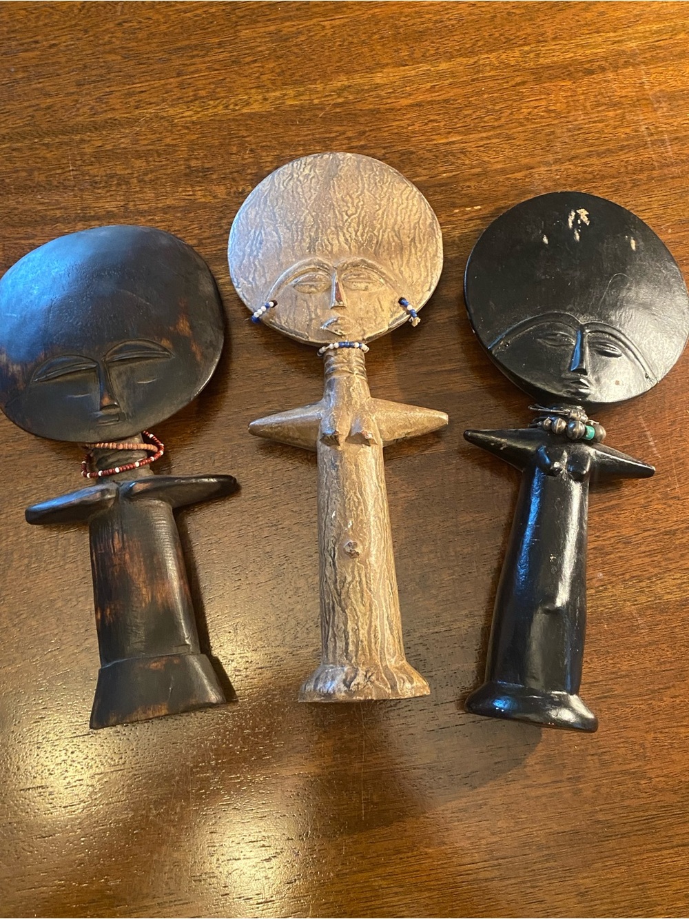 Set of 3 Vintage Ashanti Akuaba Fertility Dolls Hand Carved Wood Ghana 11-13in